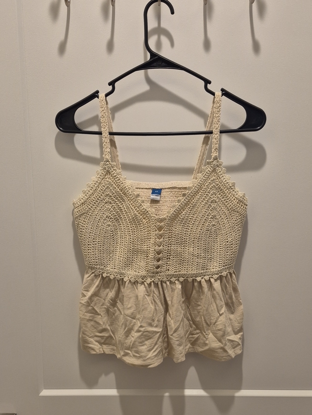 Old Navy Cream Crochet Bodice Tank Top